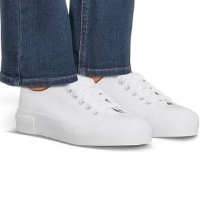 No Boundaries Women's Platform Lace Up Canvas Sneakers size:11 white